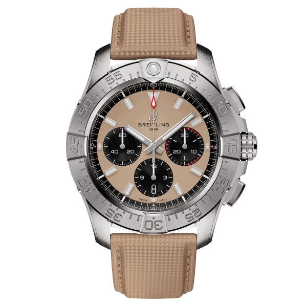 Breitling Avenger B01 Chronograph automatic watch sand dial sand leather strap 44 mm