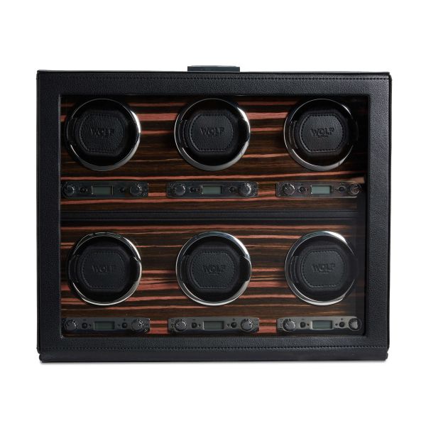 Programmable watch winder for six watches Wolf 1834 Roadster vegan leather