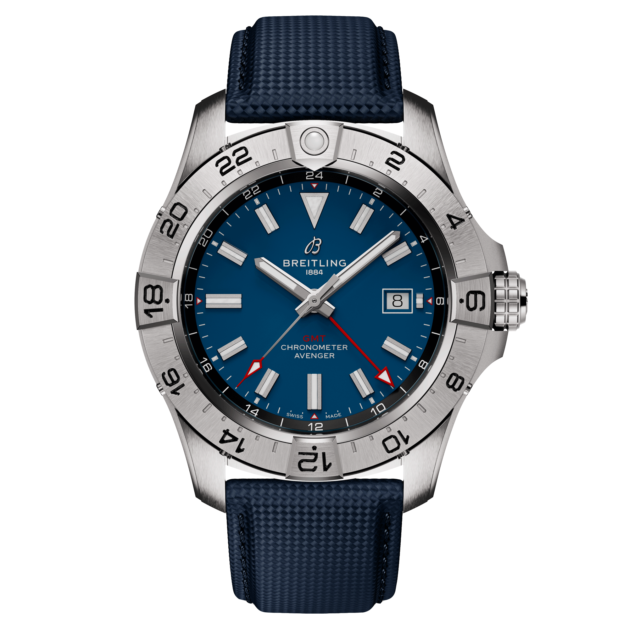 Montre Breitling Avenger GMT automatique cadran bleu bracelet cuir bleu 44 mm A32320101C1X1