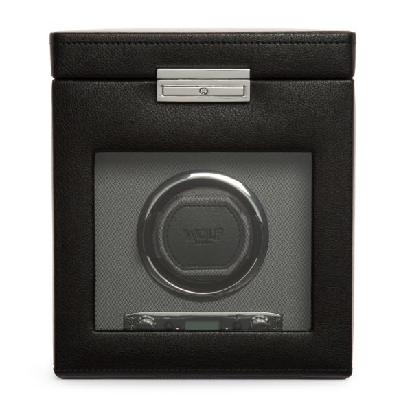 Programmable watch winder for single watch with storage Wolf 1834 Viceroy vegan leather