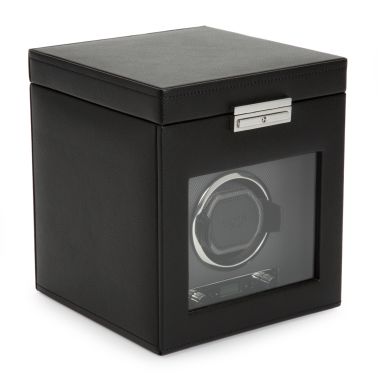 Remontoir pour montre automatique programmable avec rangement Wolf 1834 Viceroy en cuir vegan noir