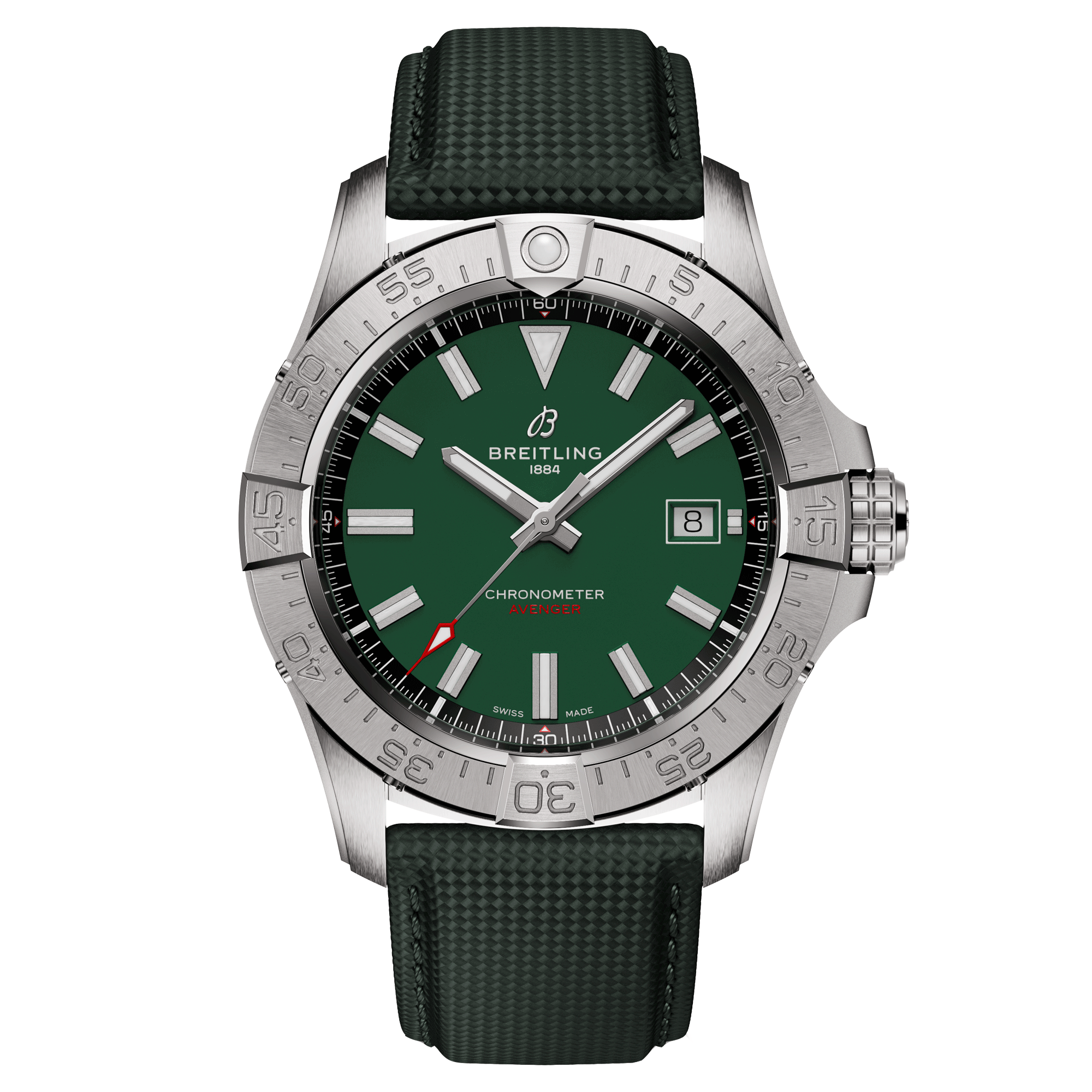 Montre Breitling Avenger automatique cadran vert bracelet cuir vert 42 mm A17328101L1X1