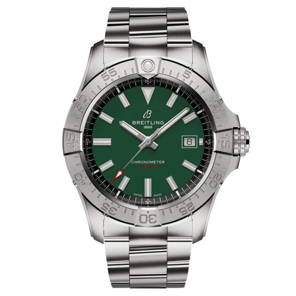 Breitling Avenger automatic watch green dial steel bracelet 42 mm