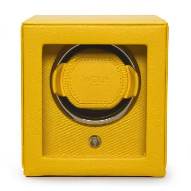 Remontoir pour montre automatique Wolf 1834 Cub en cuir vegan jaune