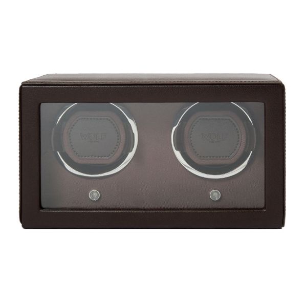 Double Watch Winder Wolf 1834 Cub Brown vegan leather