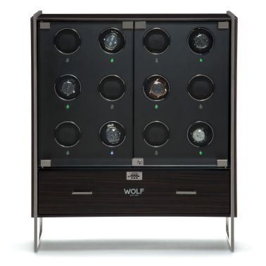 Armoire remontoir pour 12 montres automatiques programmable Wolf 1834 Regent en bois noir zébré