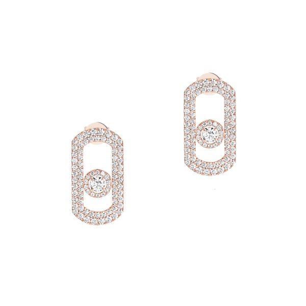 Boucles d'oreilles Messika So Move Pavées en or rose et diamants