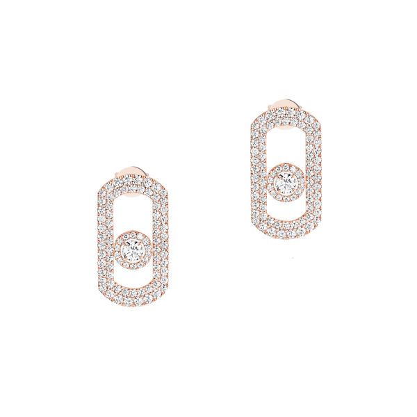 Boucles d'oreilles Messika So Move Pavées en or rose et diamants