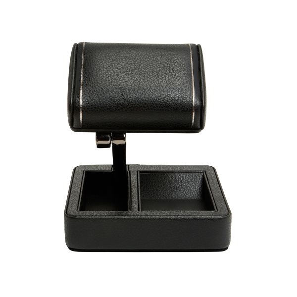 British Racing Black Travel Watch Stand Wolf 1834 black vegan leather