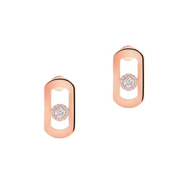 Boucles d'oreilles Messika So Move Pavé en or rose et diamant