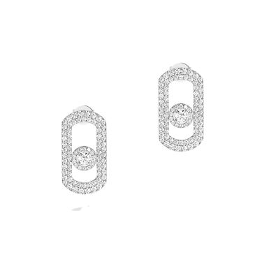 Boucles d'oreilles Messika So Move Pavées en or blanc et diamants