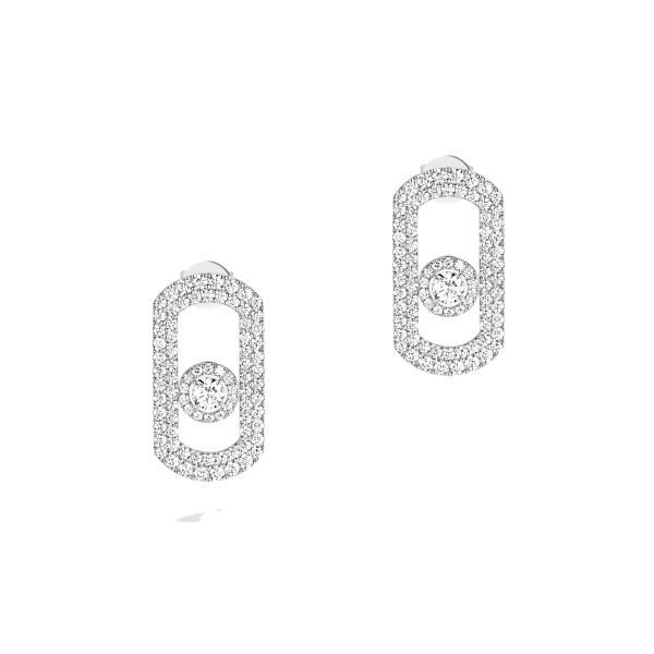 Boucles d'oreilles Messika So Move Pavées en or blanc et diamants