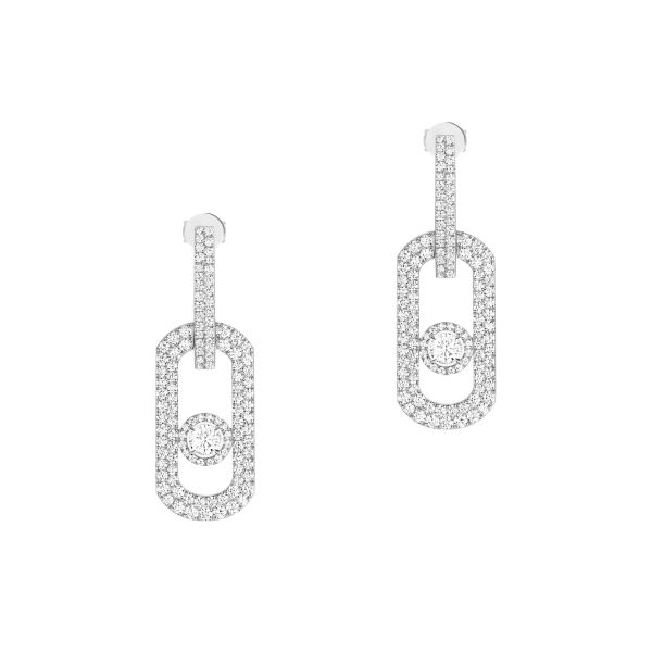 Boucles d'oreilles pendantes Messika So Move XL Pavées en or blanc et diamant