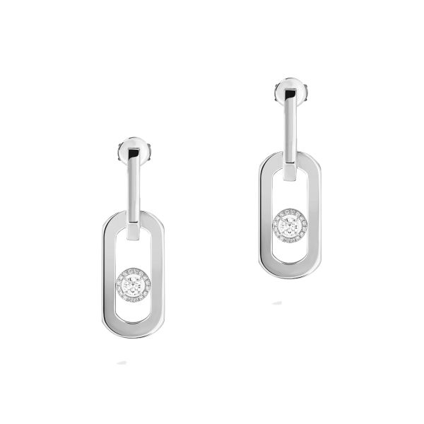 Boucles d'oreilles pendantes Messika So Move XL en or blanc et diamant