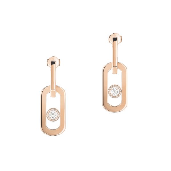 Boucles d'oreilles pendantes Messika So Move XL en or rose et diamant