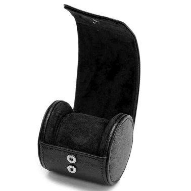 British Racing Black Single Watch Roll Wolf 1834 black vegan leather