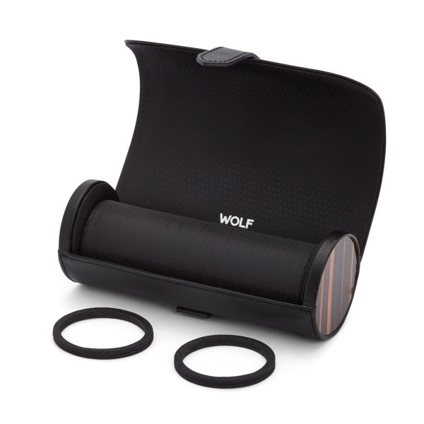 Roadster Triple Watch Roll Wolf 1834 black vegan leather