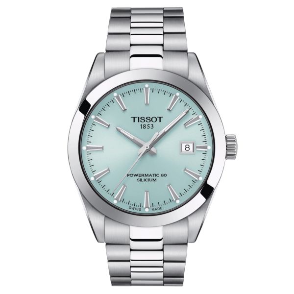 Tissot Gentleman Powermatic 80 Silicium automatic watch blue dial steel bracelet 40 mm