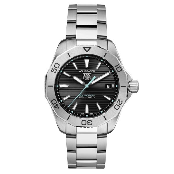 TAG Heuer Aquaracer Professional 200 Solargraph quartz watch black dial steel bracelet 40 mm WBP1114.BA0000