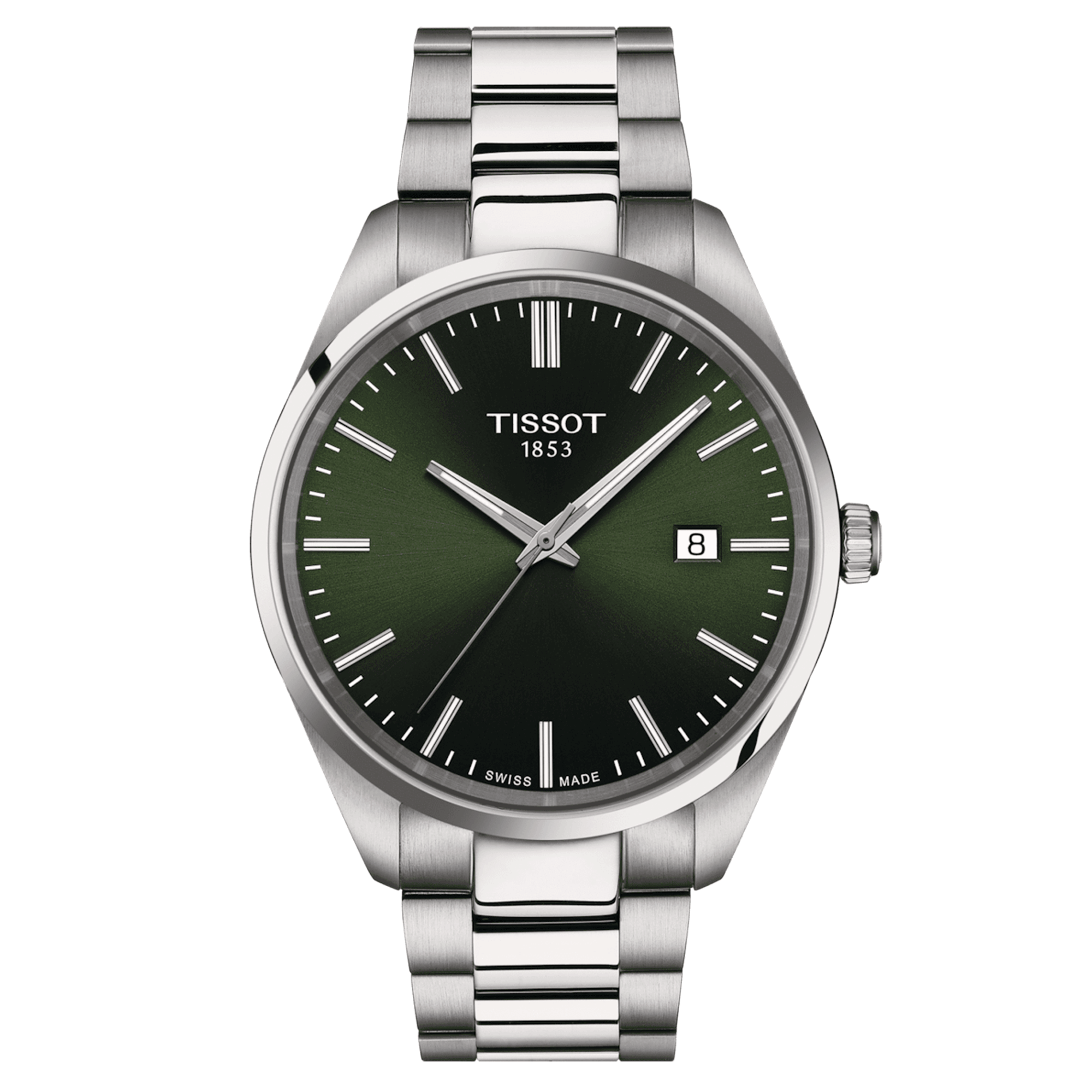 Montre Tissot T-Classic PR 100 quartz cadran vert bracelet acier 40 mm T150.410.11.091.00