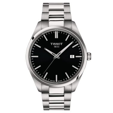 Tissot T-Classic PR 100 quartz black dial stainless steel bracelet 40 mm