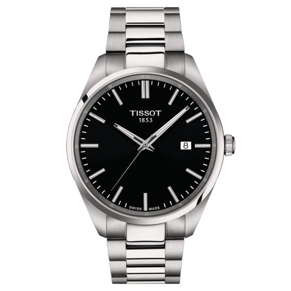 Tissot T-Classic PR 100 quartz black dial stainless steel bracelet 40 mm