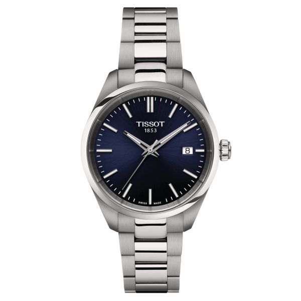 Montre Tissot T-Classic PR 100 quartz cadran bleu bracelet acier 34 mm T150.210.11.041.00