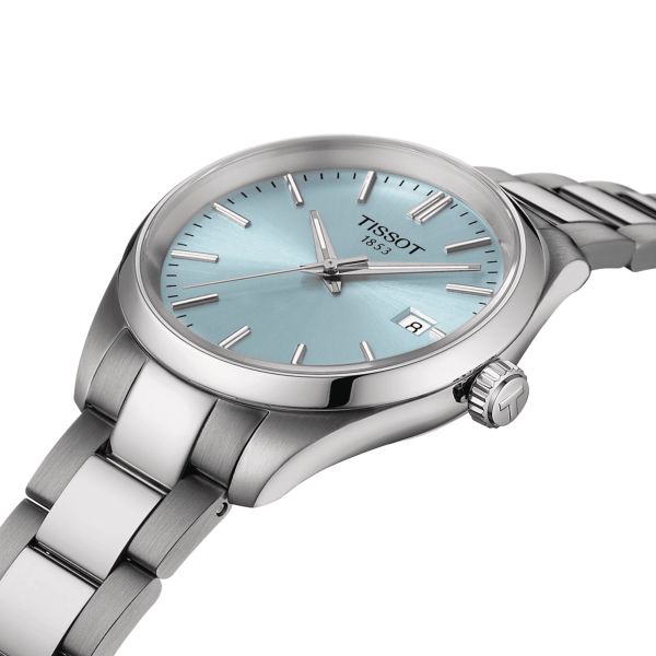 Tissot T-Classic PR 100 quartz blue dial steel bracelet 34 mm