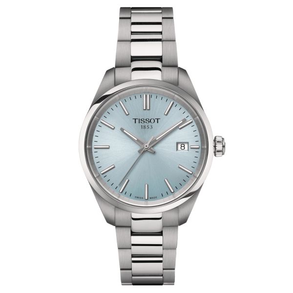 Montre Tissot T-Classic PR 100 quartz cadran bleu bracelet acier 34 mm T150.210.11.351.00