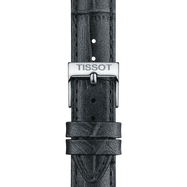 Tissot grey alligator-style cowhide leather strap with 16 mm pin buckle
