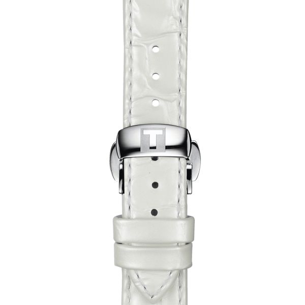 Bracelet Tissot cuir vachette façon alligator blanc boucle déployante papillon 16 mm T852.036.795