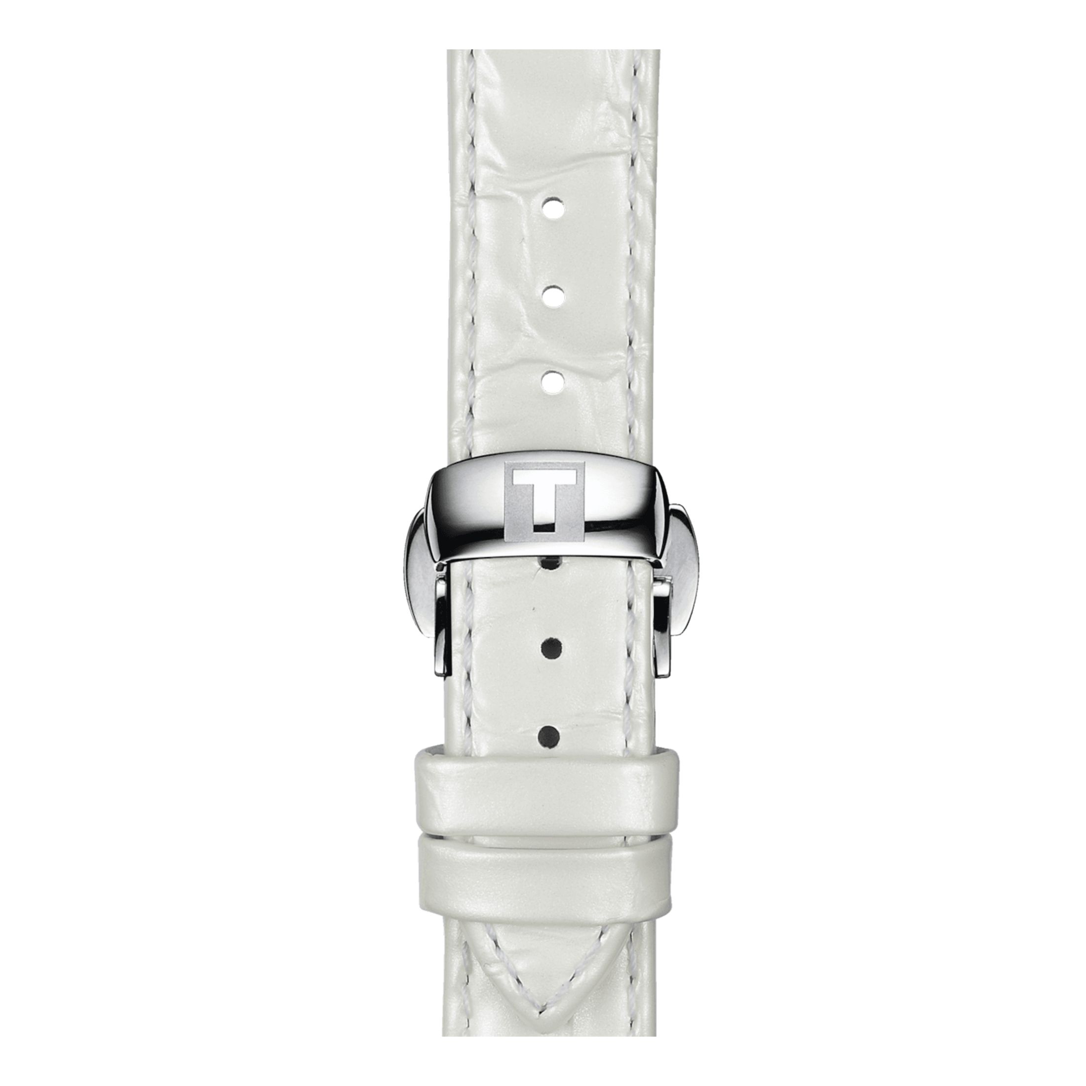 Tissot white leather folding clasp 16 mm Lepage