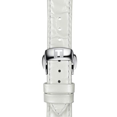 Bracelet Tissot cuir vachette façon alligator blanc boucle déployante papillon 16 mm T852.036.795