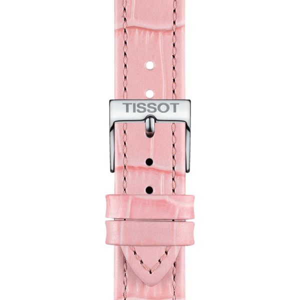 Tissot pink alligator-style cowhide leather strap with 16 mm pin buckle