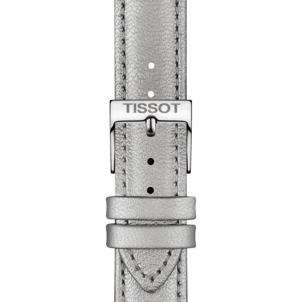 Tissot silver alligator-style cowhide leather strap with 16 mm pin buckle