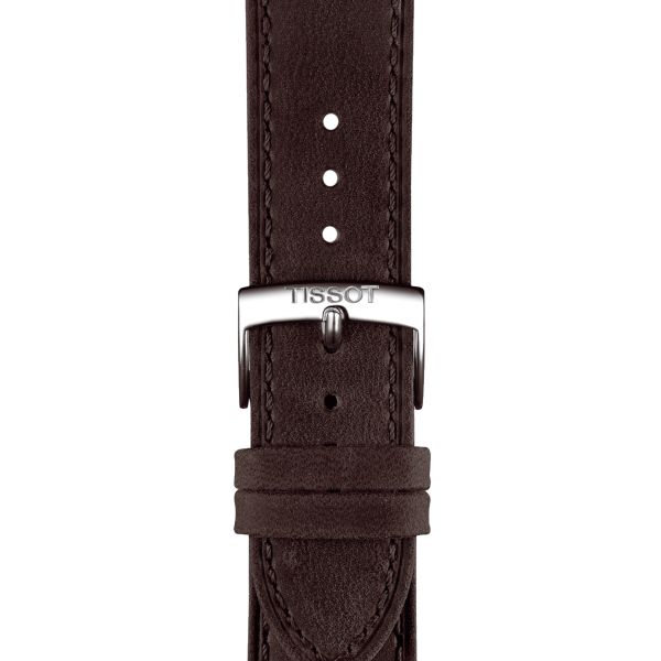 Bracelet Tissot cuir vachette marron boucle ardillon 20 mm T852.049.057