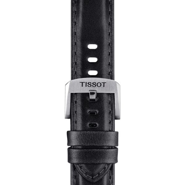 Bracelet Tissot cuir vachette lisse noir boucle ardillon 20 mm T852.046.834