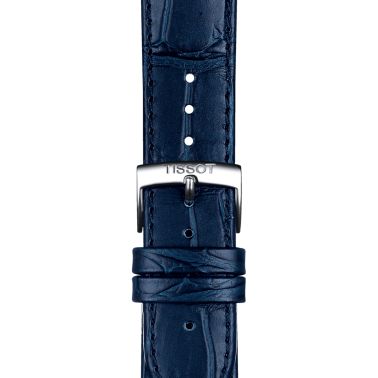 Bracelet Tissot cuir vachette façon alligator bleu boucle ardillon 20 mm T852.041.534