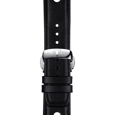 Bracelet Tissot cuir vachette noir boucle déployante papillon 20 mm T852.037.163