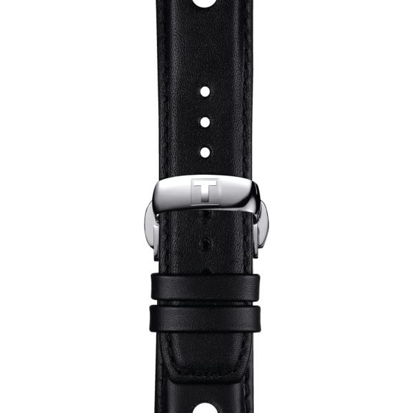 Bracelet Tissot cuir vachette noir boucle déployante papillon 20 mm T852.037.163