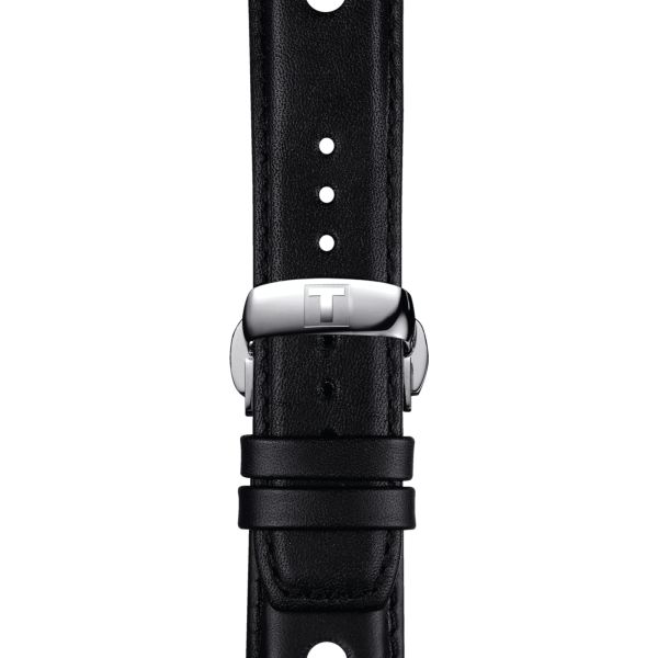 Tissot black cowhide leather strap 20 mm butterfly folding clasp
