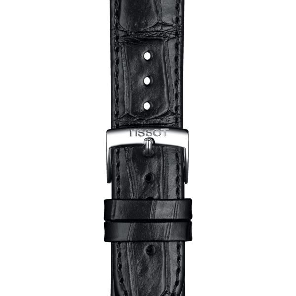 Tissot black alligator-style cowhide leather strap with 20 mm pin buckle