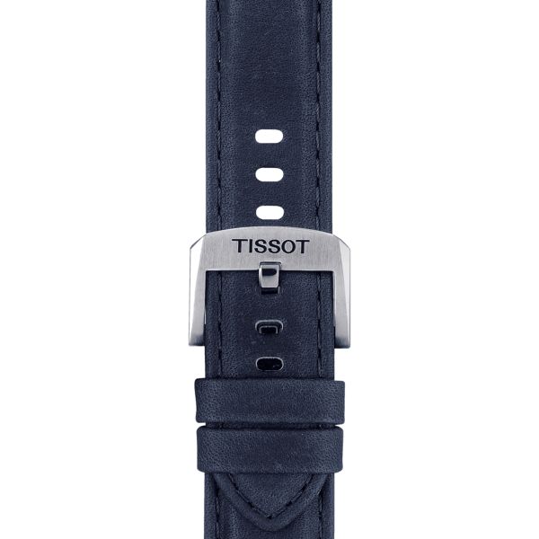 Bracelet Tissot cuir vachette lisse bleu boucle ardillon 20 mm T852.046.831