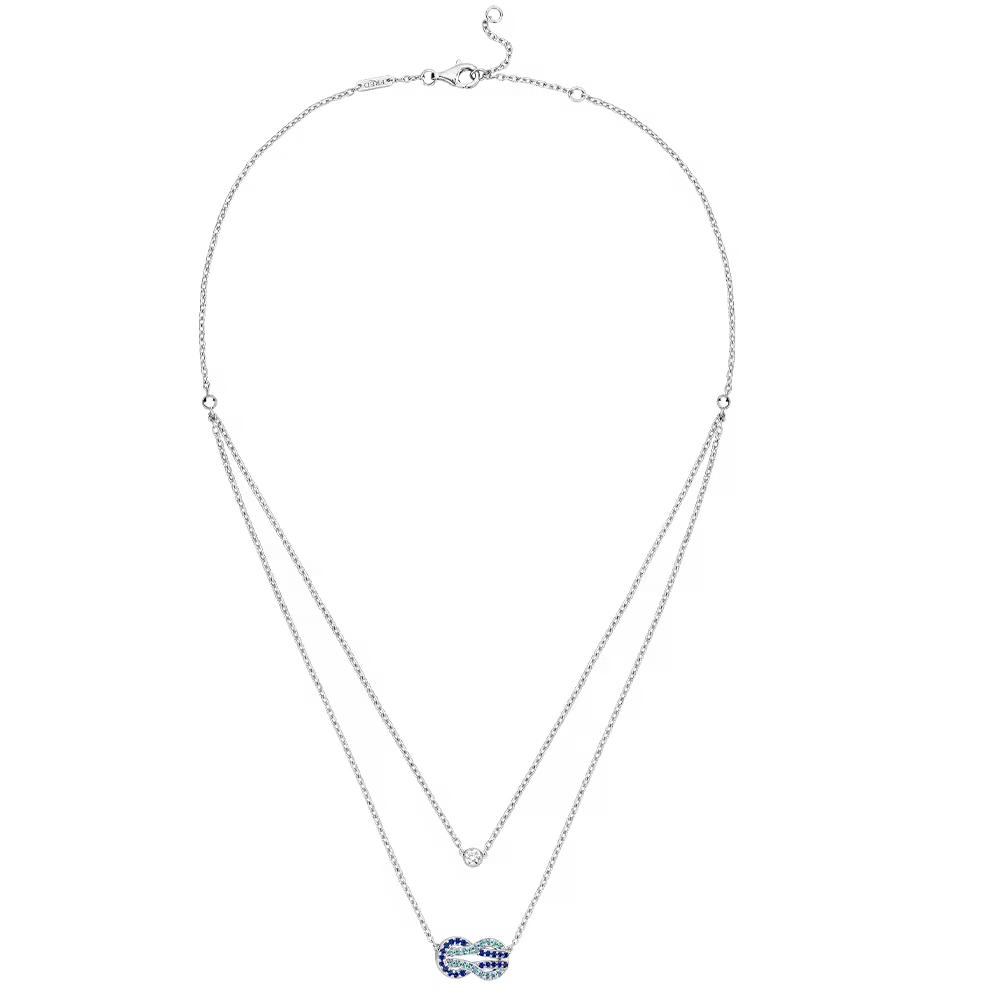 Collier Fred Chance Infinie en or blanc, saphirs et topazes
