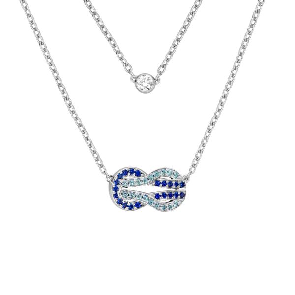 Fred Chance Infinie necklace in white gold, sapphires and topazes