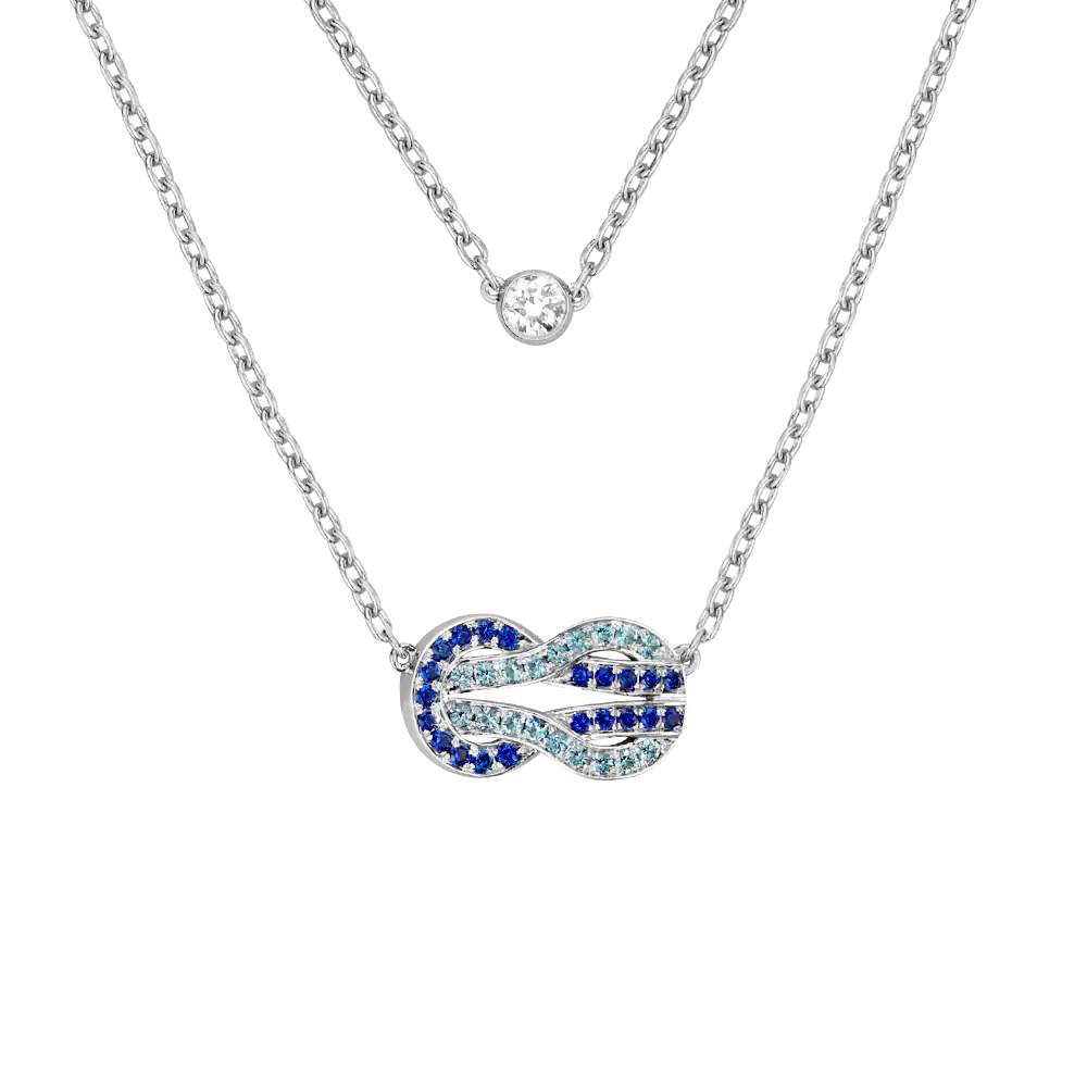 Collier Fred Chance Infinie en or blanc, saphirs et topazes