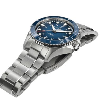 Hamilton Khaki Navy Scuba automatic watch blue dial steel bracelet 43 mm