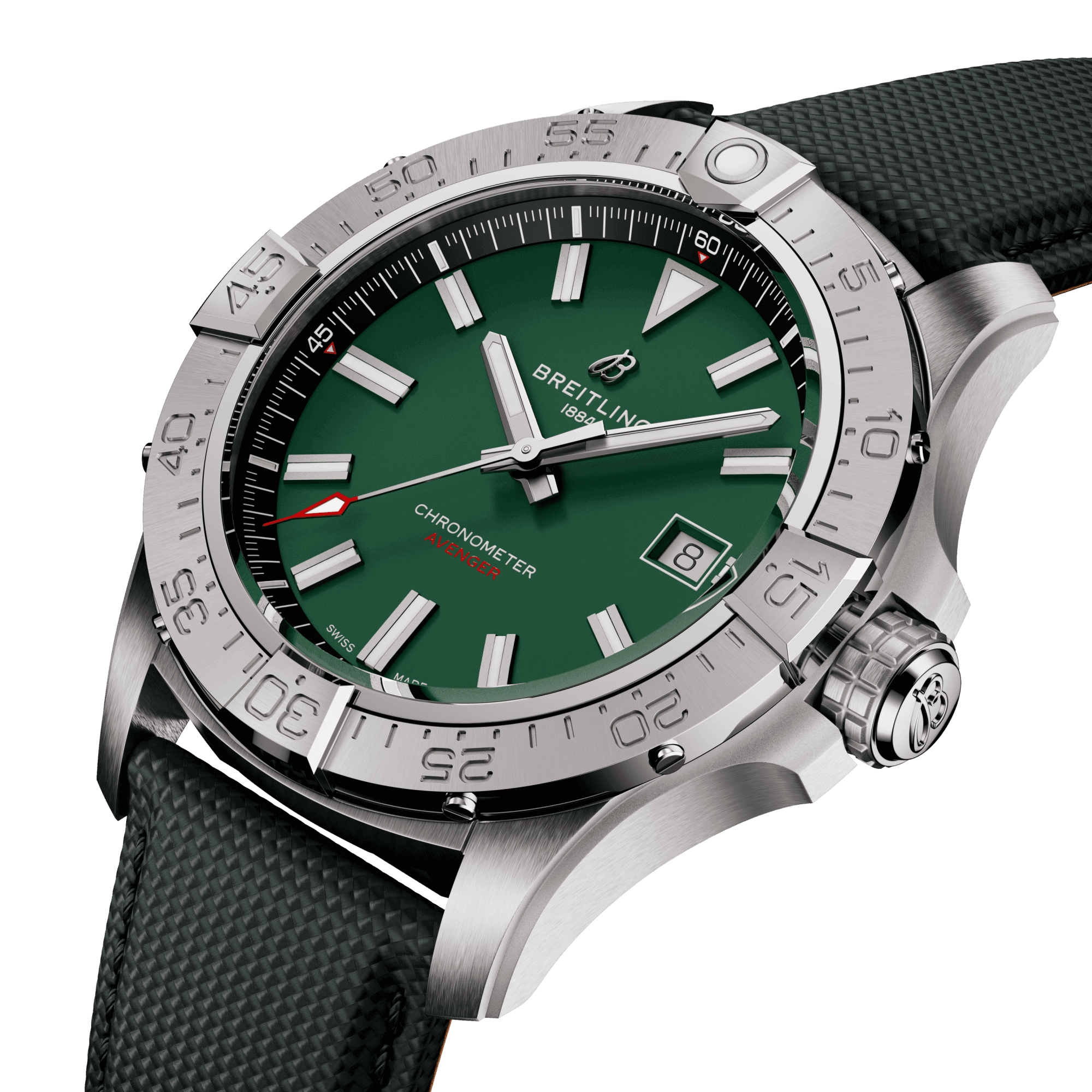 Montre Breitling Avenger automatique cadran vert bracelet cuir vert 42 mm A17328101L1X1