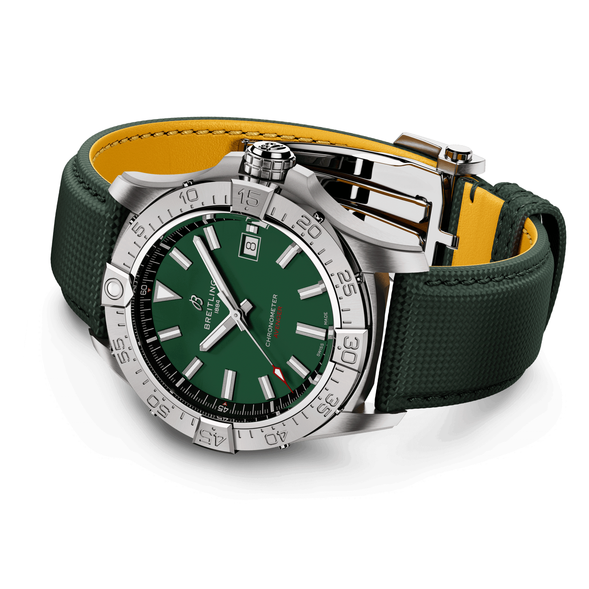 Montre Breitling Avenger automatique cadran vert bracelet cuir vert 42 mm A17328101L1X1