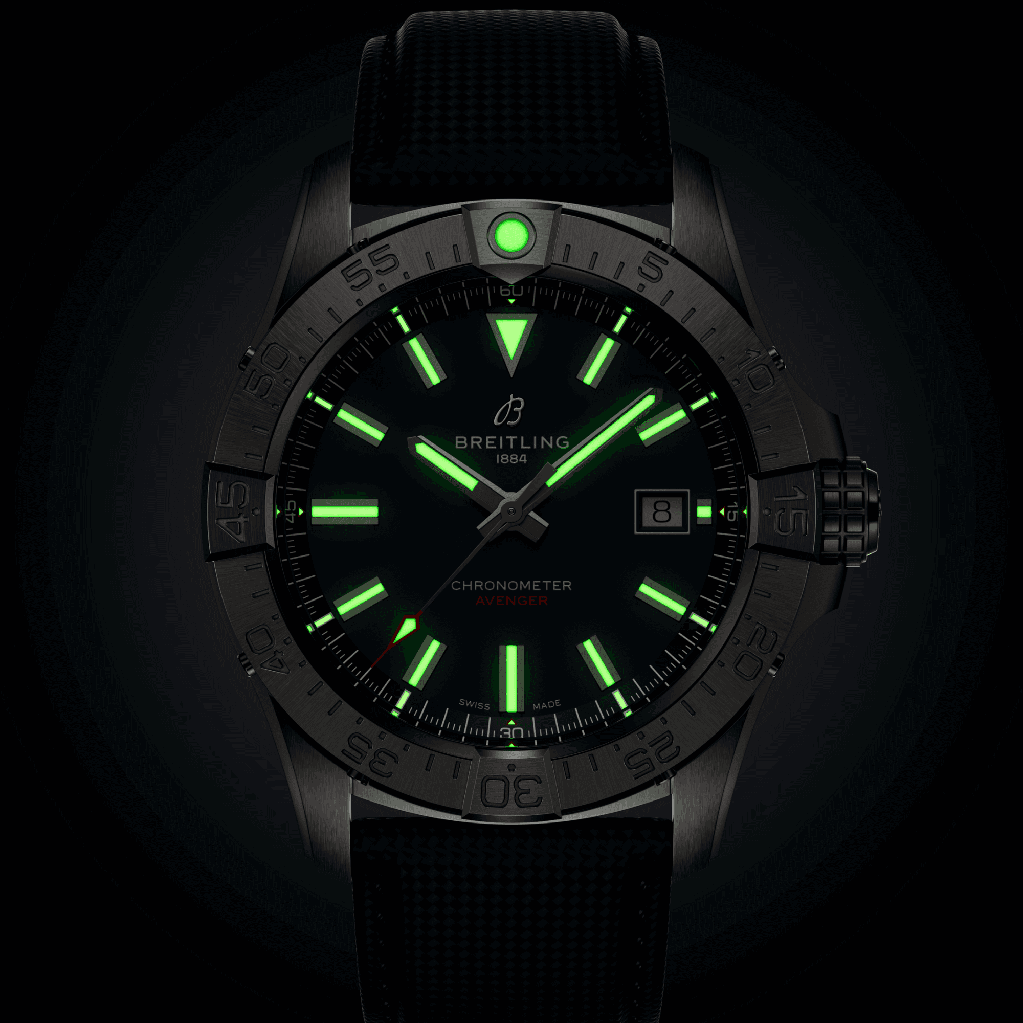 Montre Breitling Avenger automatique cadran bleu bracelet cuir bleu 42 mm A17328101C1X1